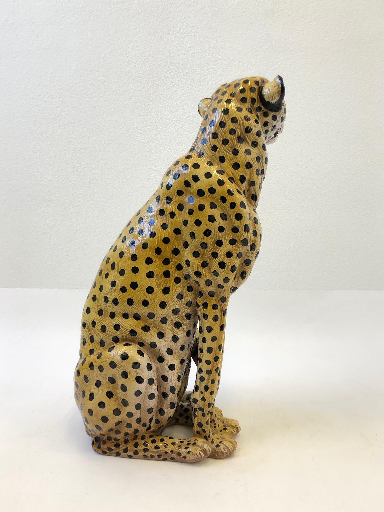 Italienische Gepard-Skulptur aus Keramik (Mitte des 20. Jahrhunderts)