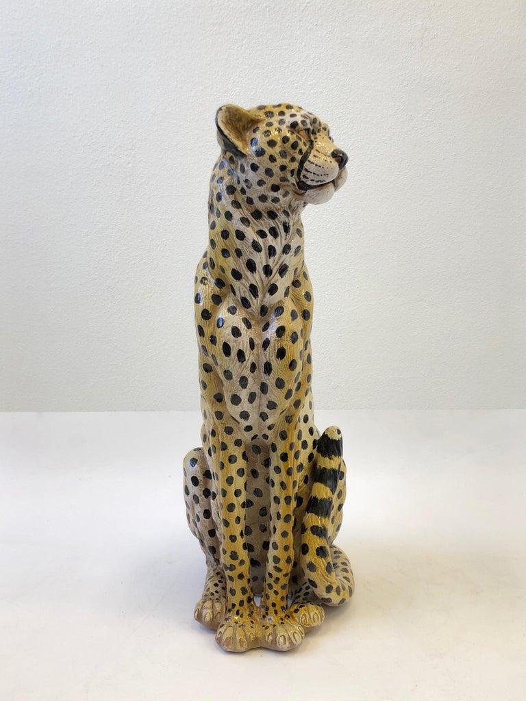 Italian Ceramic Cheetah Sculpture at 1stDibs