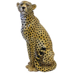 Italian Ceramic Cheetah Sculpture