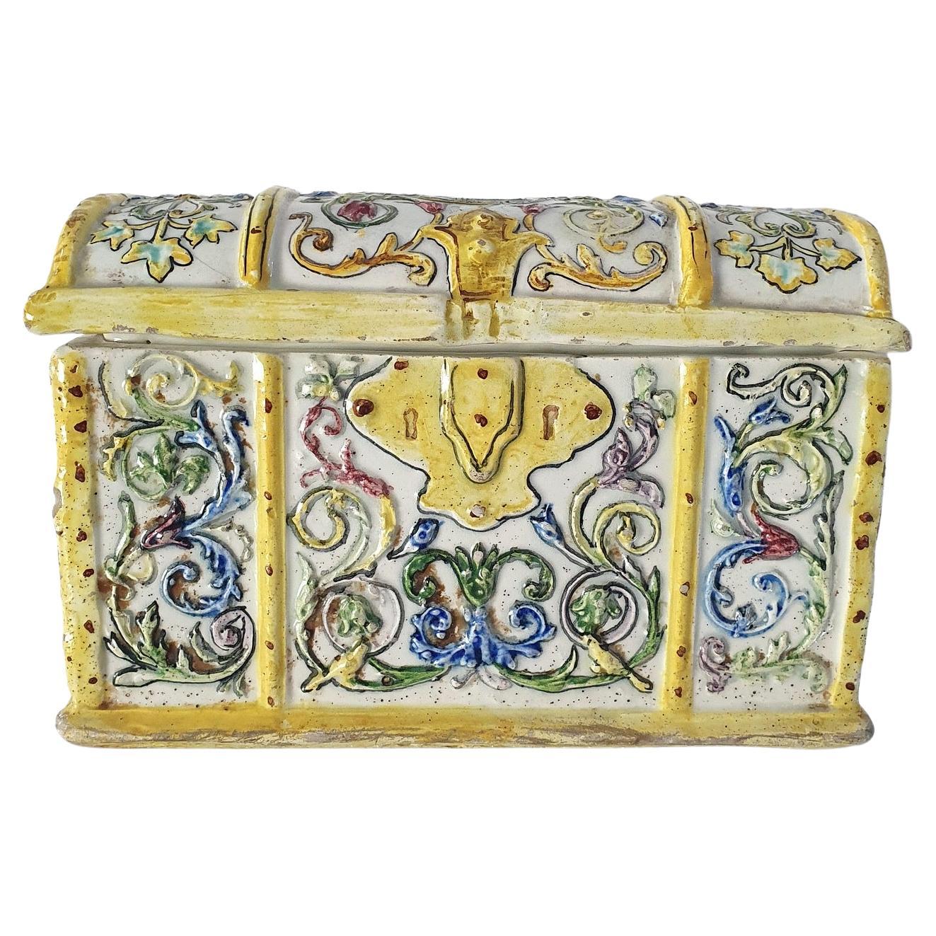 Italian Ceramic Chest Trinket Box