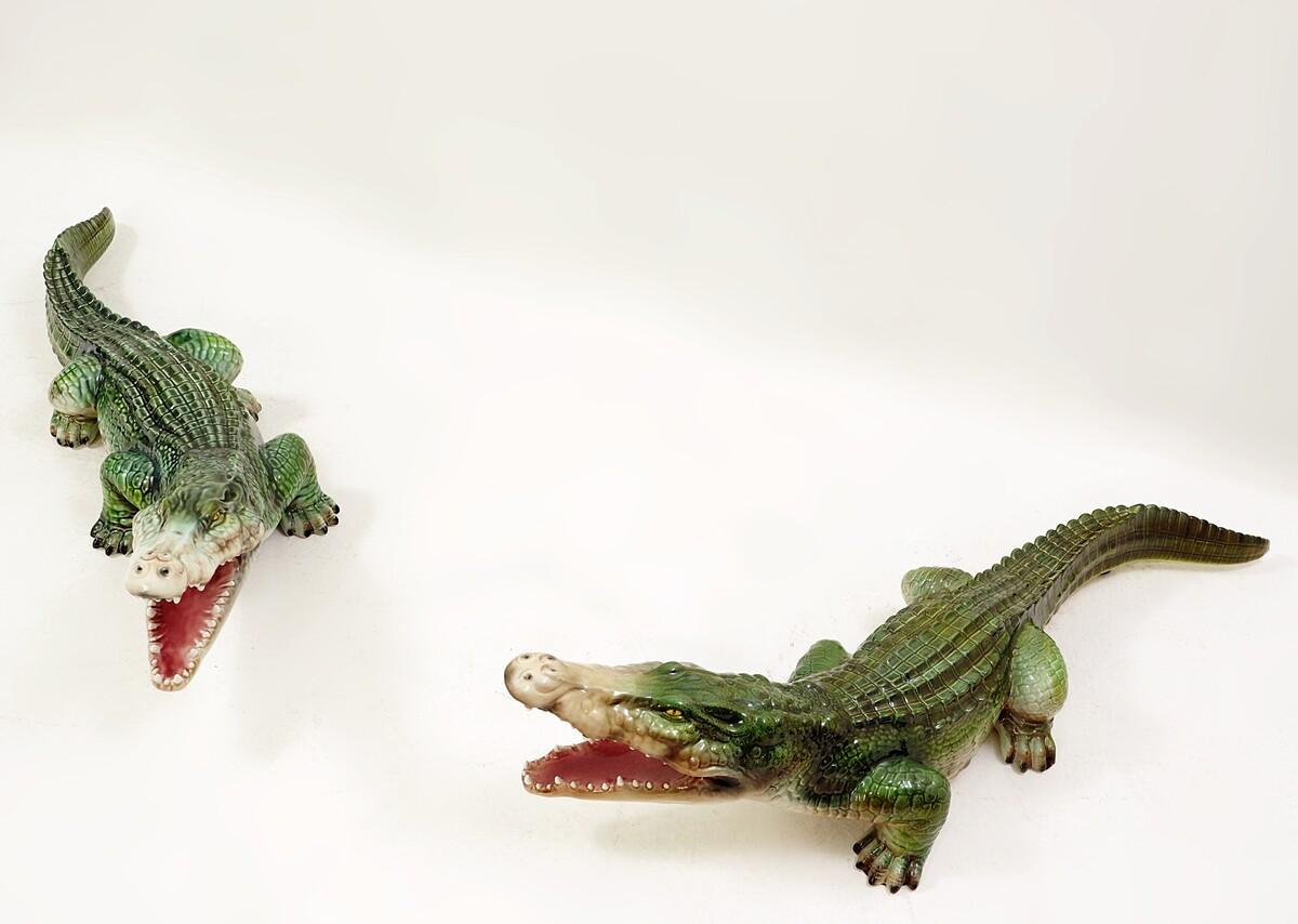 Italian Ceramic Crocodile Sculpture, a Pair Available 8