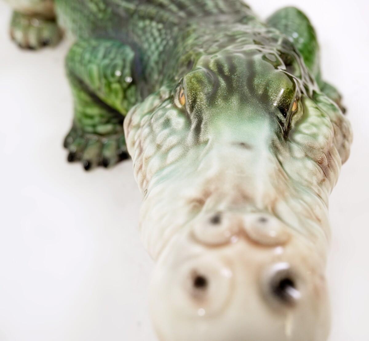 20th Century Italian Ceramic Crocodile Sculpture, a Pair Available