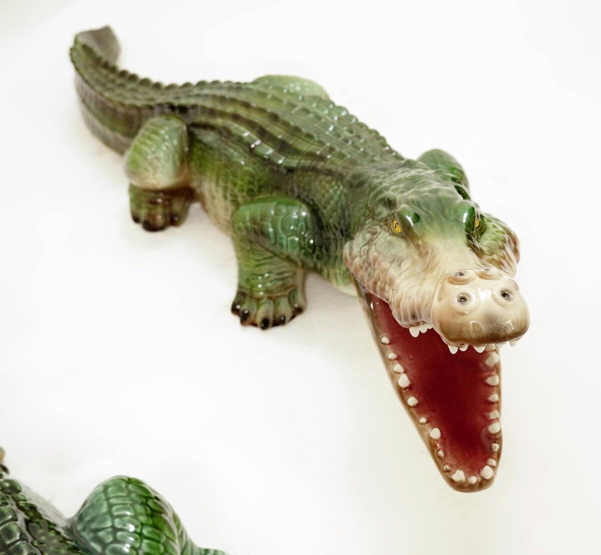 Italian Ceramic Crocodile Sculpture, a Pair Available 1