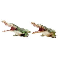 Italian Ceramic Crocodile Sculpture, a Pair Available