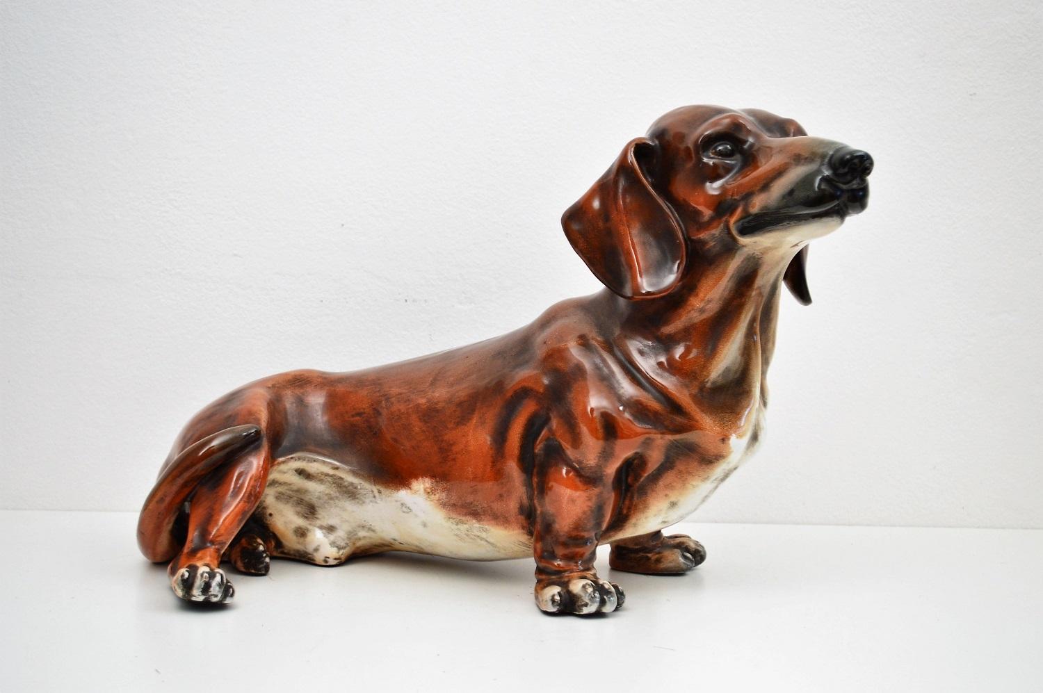 Italian Ceramic Dachshund Dog by Ugo Zaccagnini in Life-Size, 1960s 5