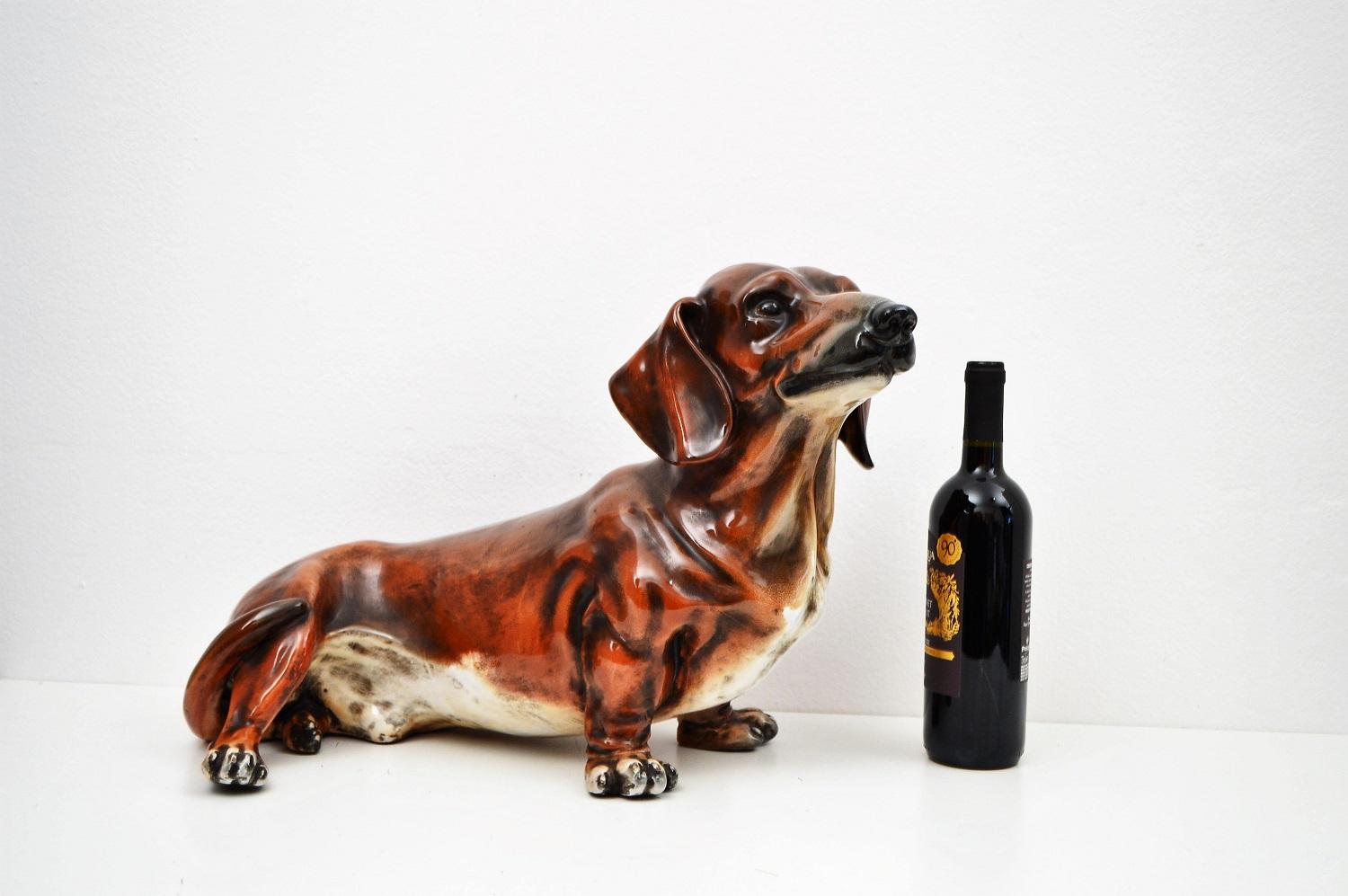 Italian Ceramic Dachshund Dog by Ugo Zaccagnini in Life-Size, 1960s 7