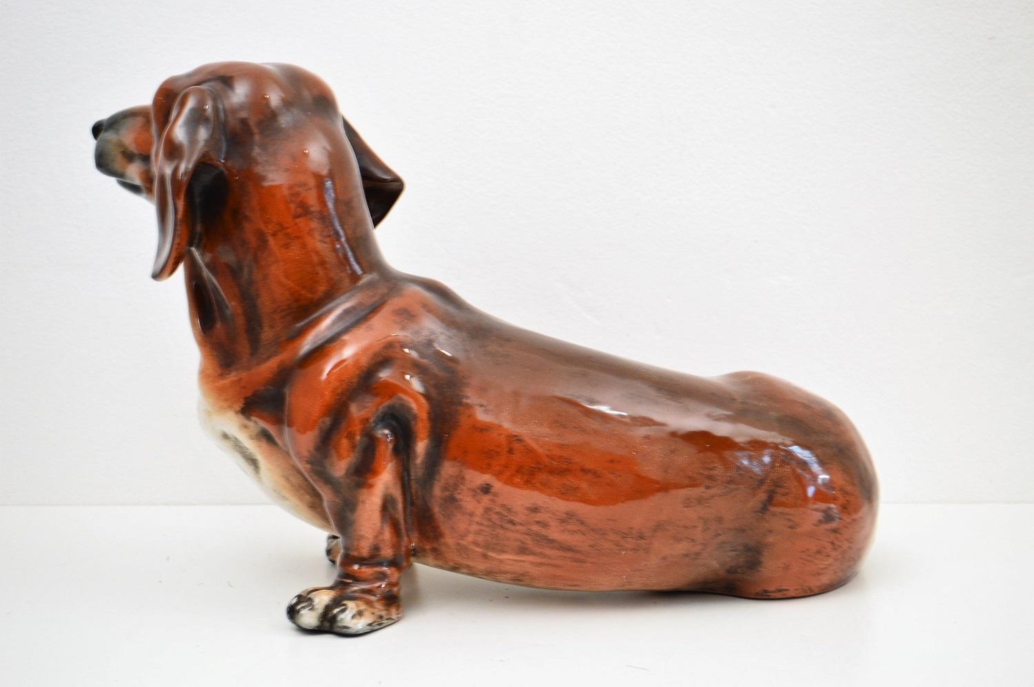 Italienischer Dackelhund aus Keramik von Ugo Zaccagnini in Lebensgröße:: 1960er Jahre (Handbemalt)