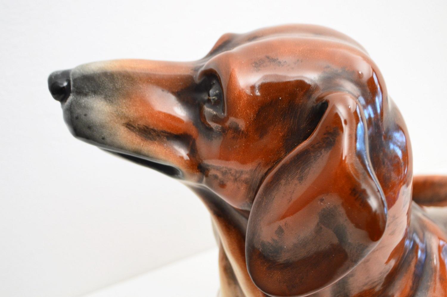 Mid-20th Century Italian Ceramic Dachshund Dog by Ugo Zaccagnini in Life-Size, 1960s