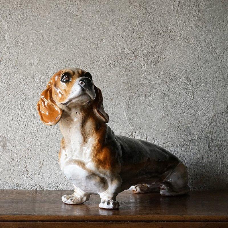 Life Sized Italian Ceramic Dachshund Sculpture, 1960s Mid Century Sausage Dog  In Good Condition In Bristol, GB