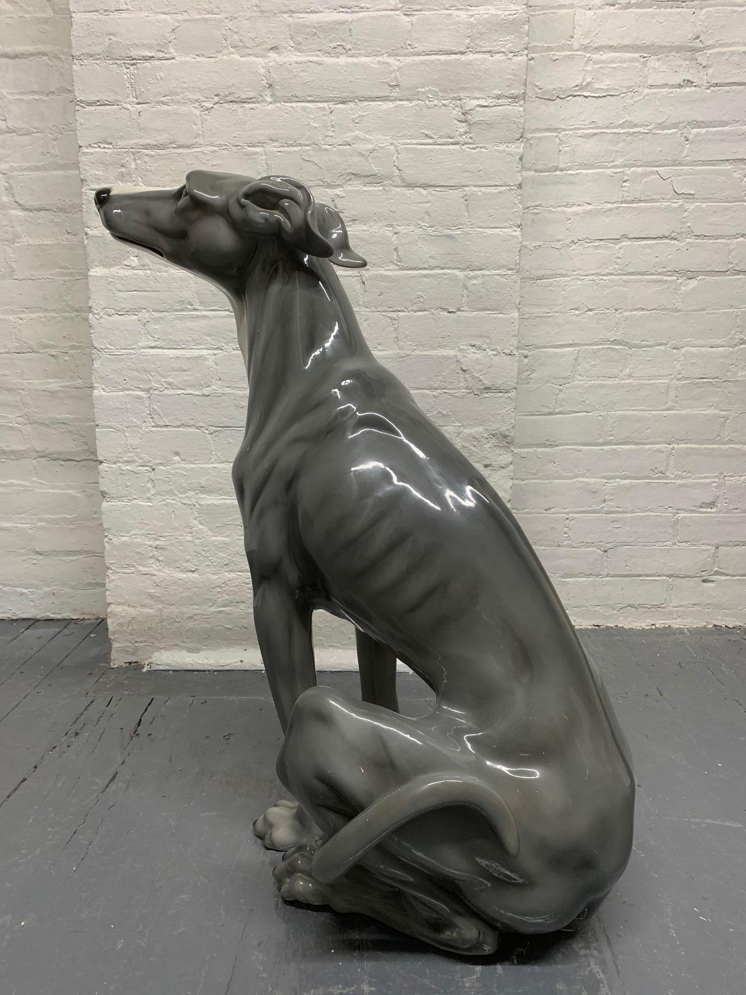 Glazed Italian Ceramic Dog Sculpture