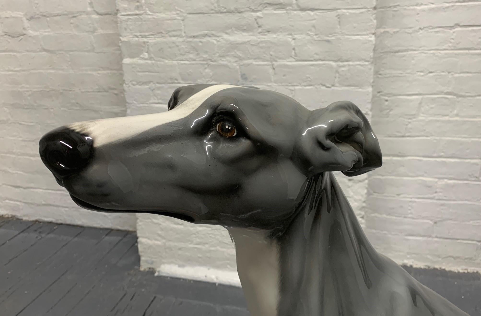 Italian Ceramic Dog Sculpture In Good Condition In New York, NY