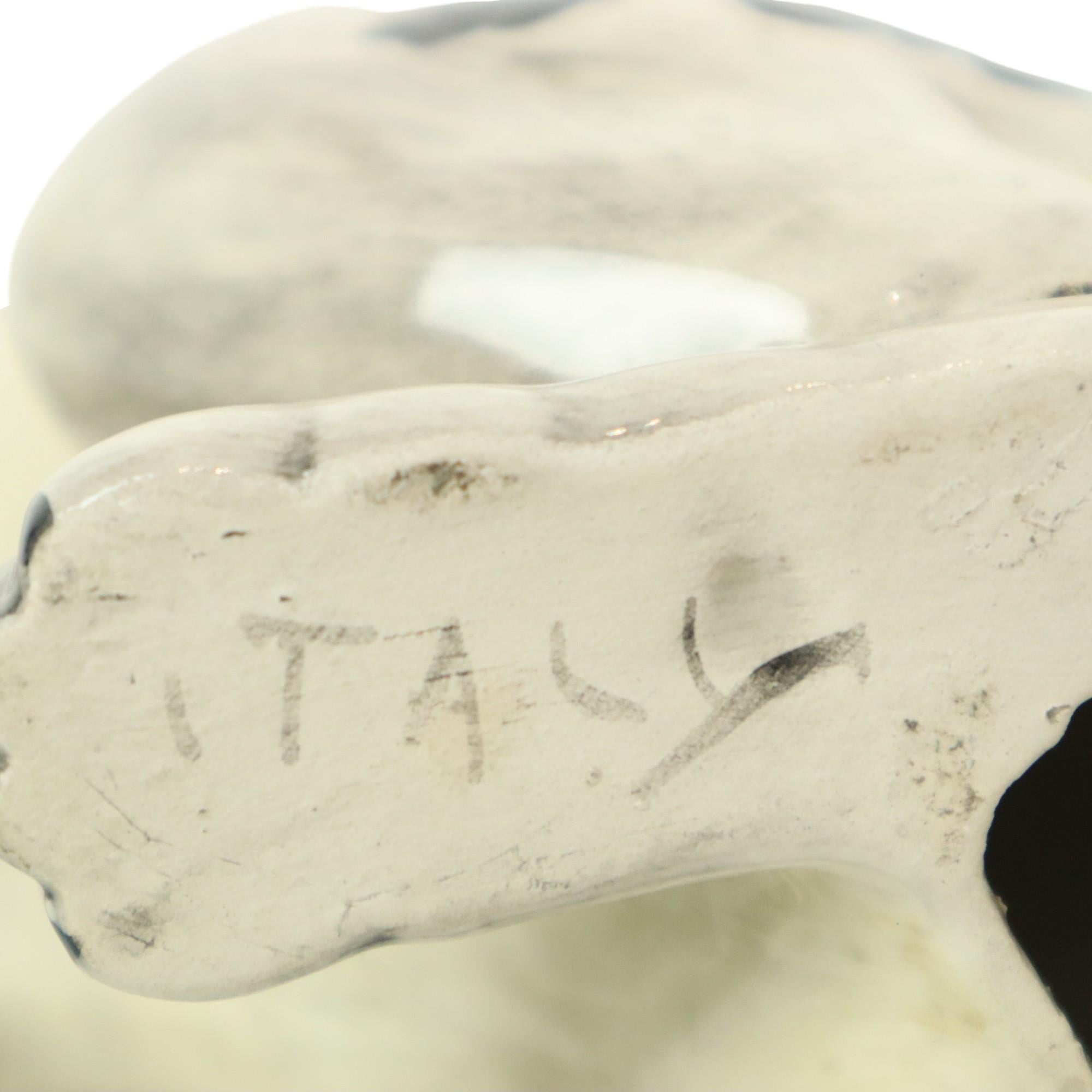 Statua di cane in ceramica italiana Scultura Craquelé Vintage 31cm in vendita 4