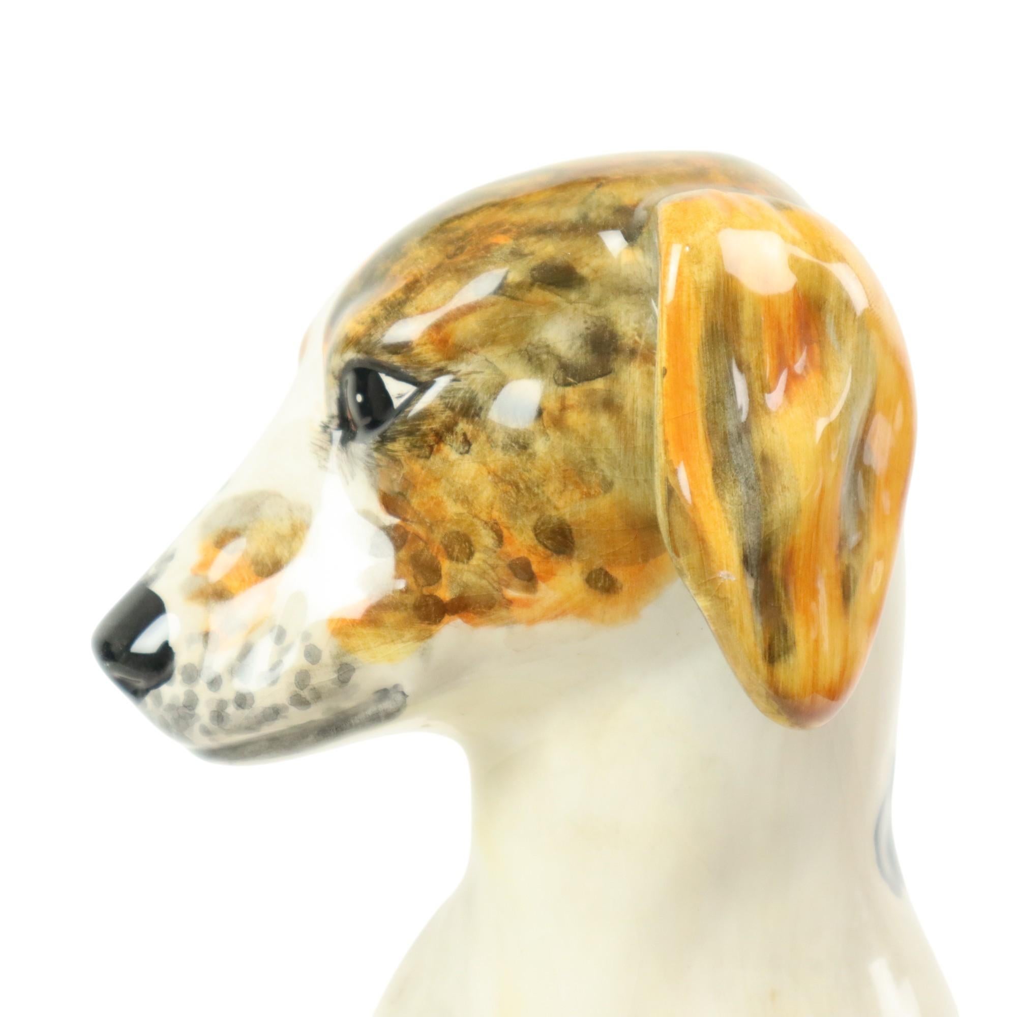 Statua di cane in ceramica italiana Scultura Craquelé Vintage 31cm in vendita 5