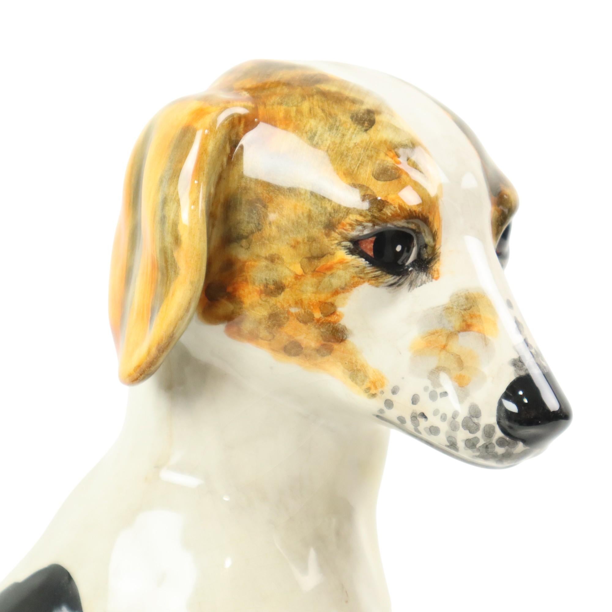 Statua di cane in ceramica italiana Scultura Craquelé Vintage 31cm in vendita 6