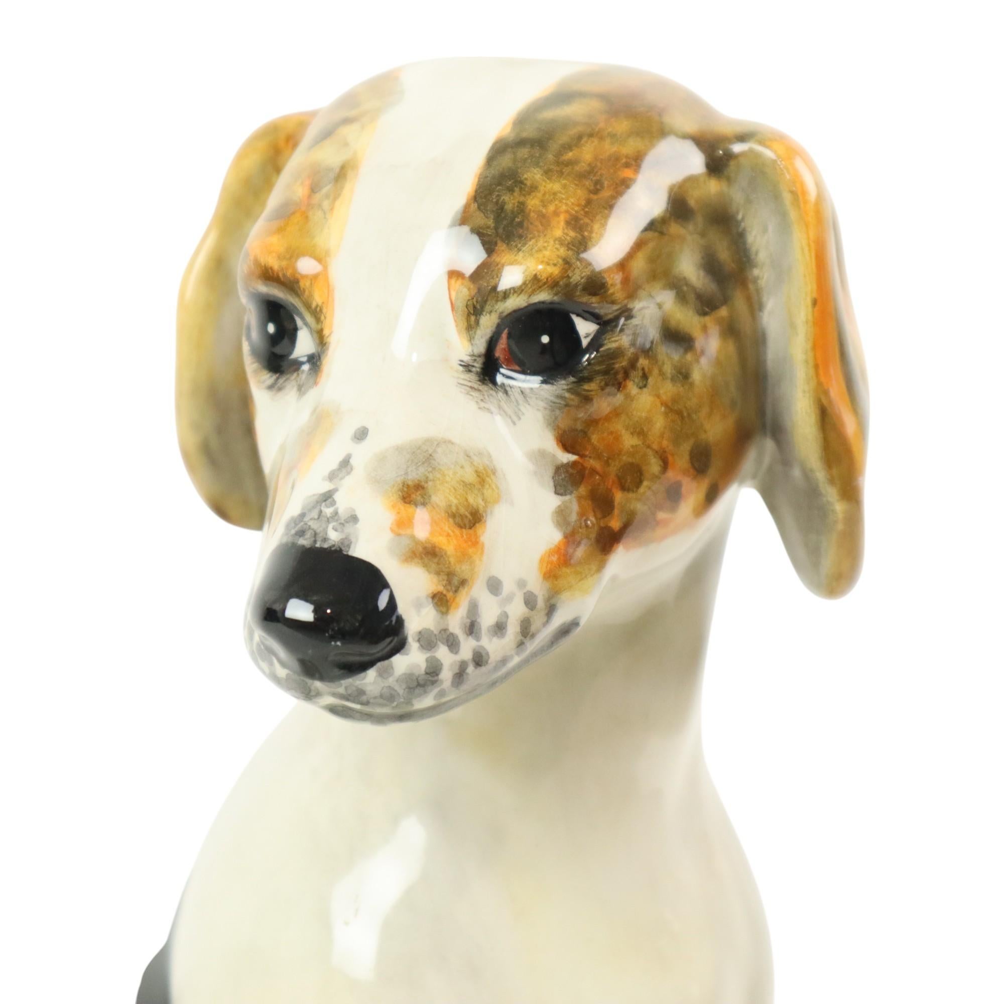 Ceramica Statua di cane in ceramica italiana Scultura Craquelé Vintage 31cm in vendita