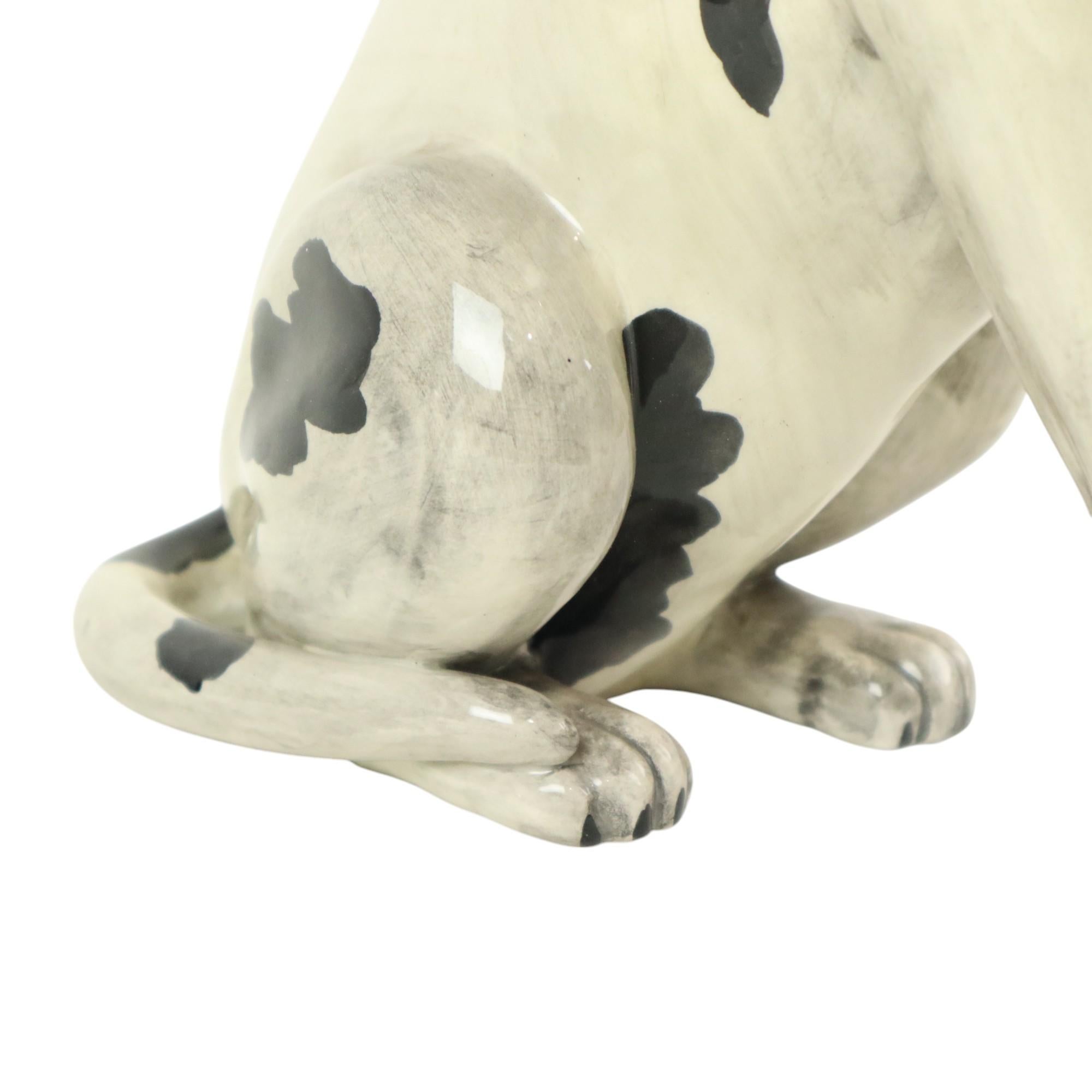 Statua di cane in ceramica italiana Scultura Craquelé Vintage 31cm in vendita 1