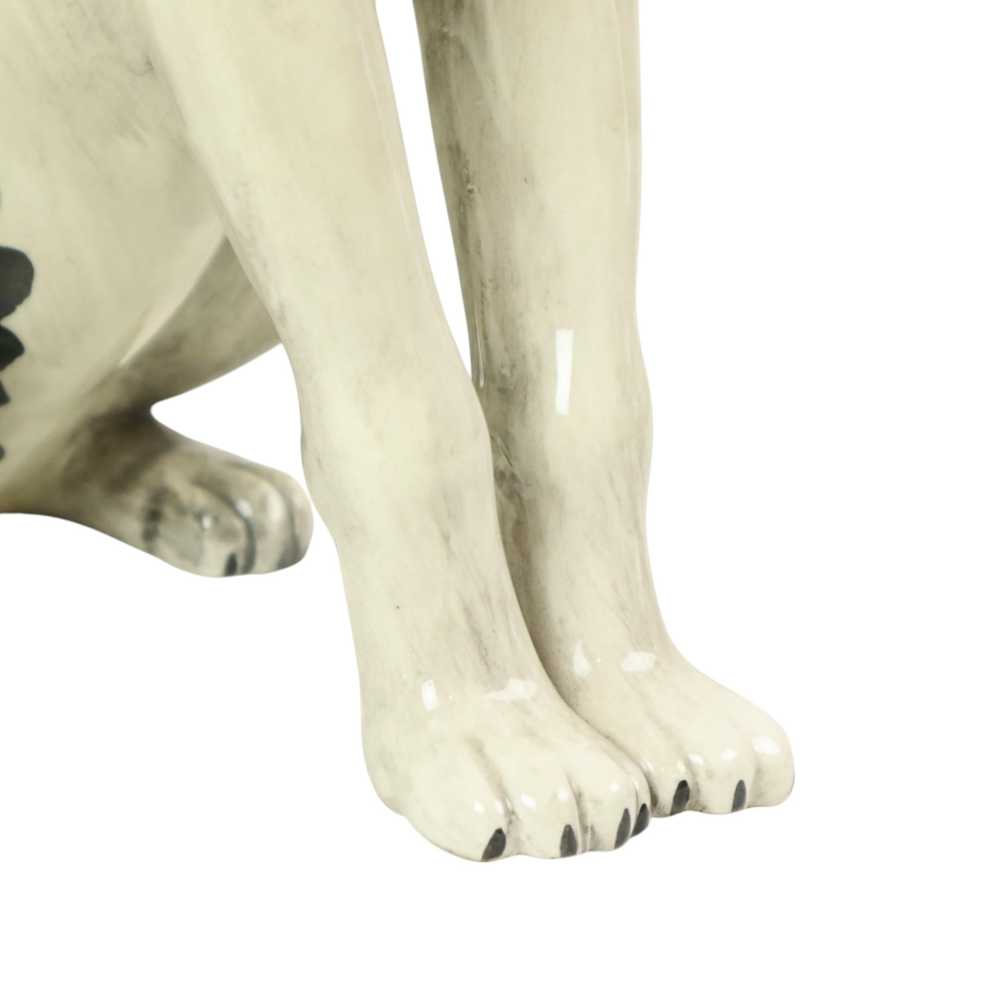 Statua di cane in ceramica italiana Scultura Craquelé Vintage 31cm in vendita 2