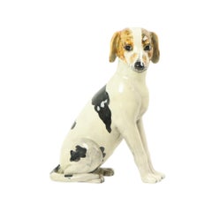 Escultura de cerámica italiana de perro Craquelé Vintage 31cm