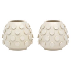 Italian Ceramic Dotted Pair of Vases