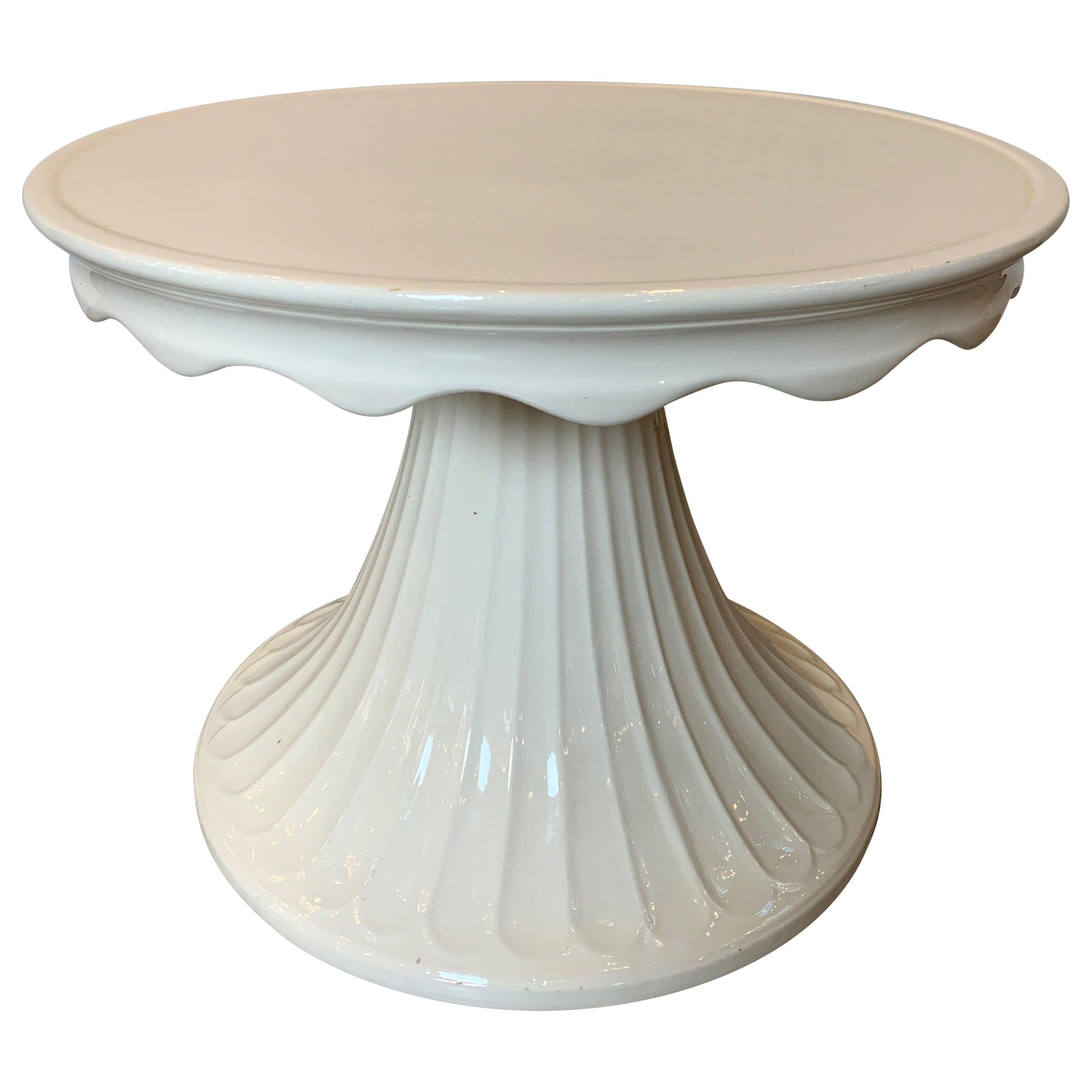 Italian Ceramic Drinks Table Blanc de Chine by Bassanello, Martin Imports