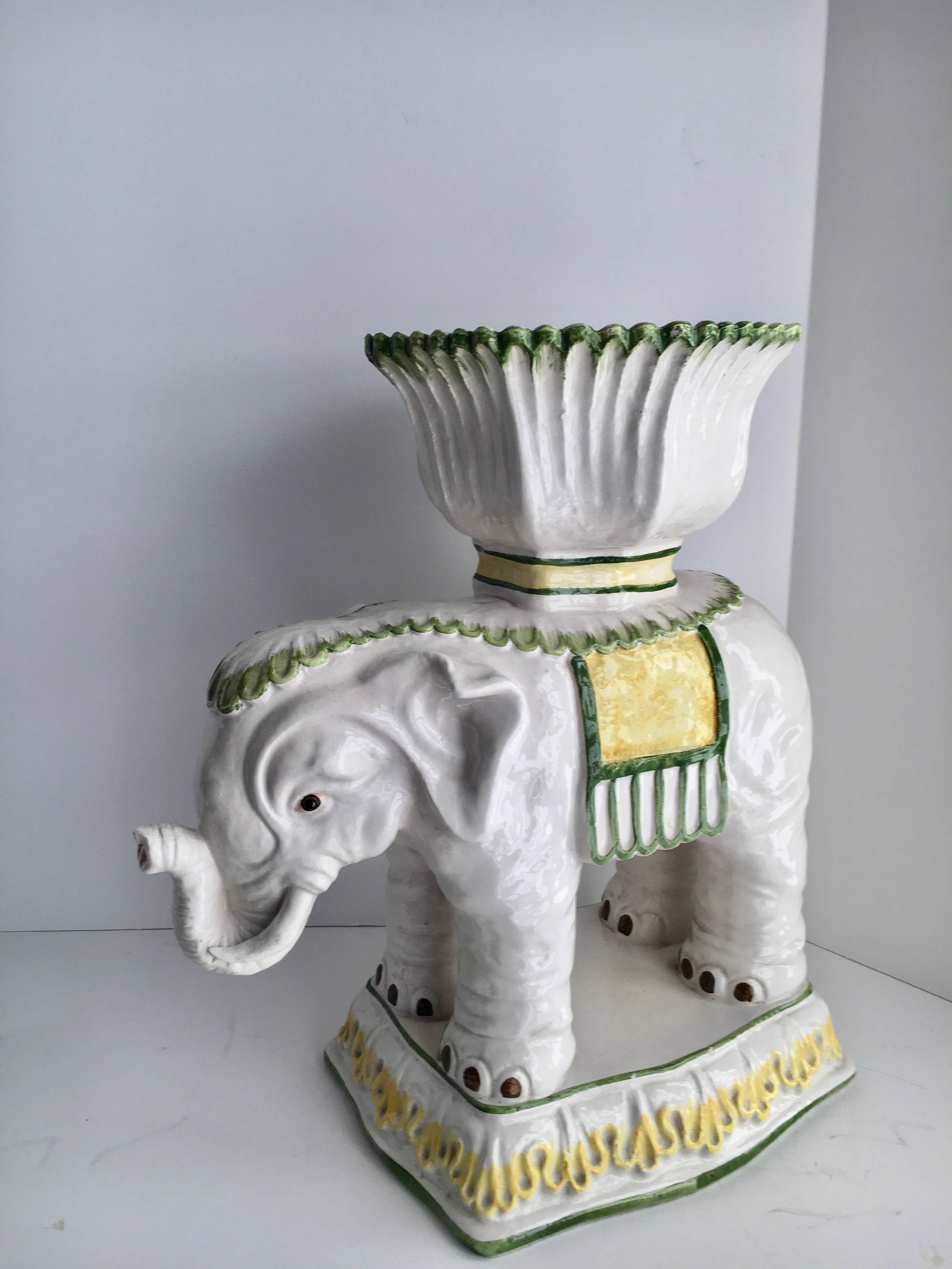 20th Century Italian Ceramic Elephant Cachepot Planter