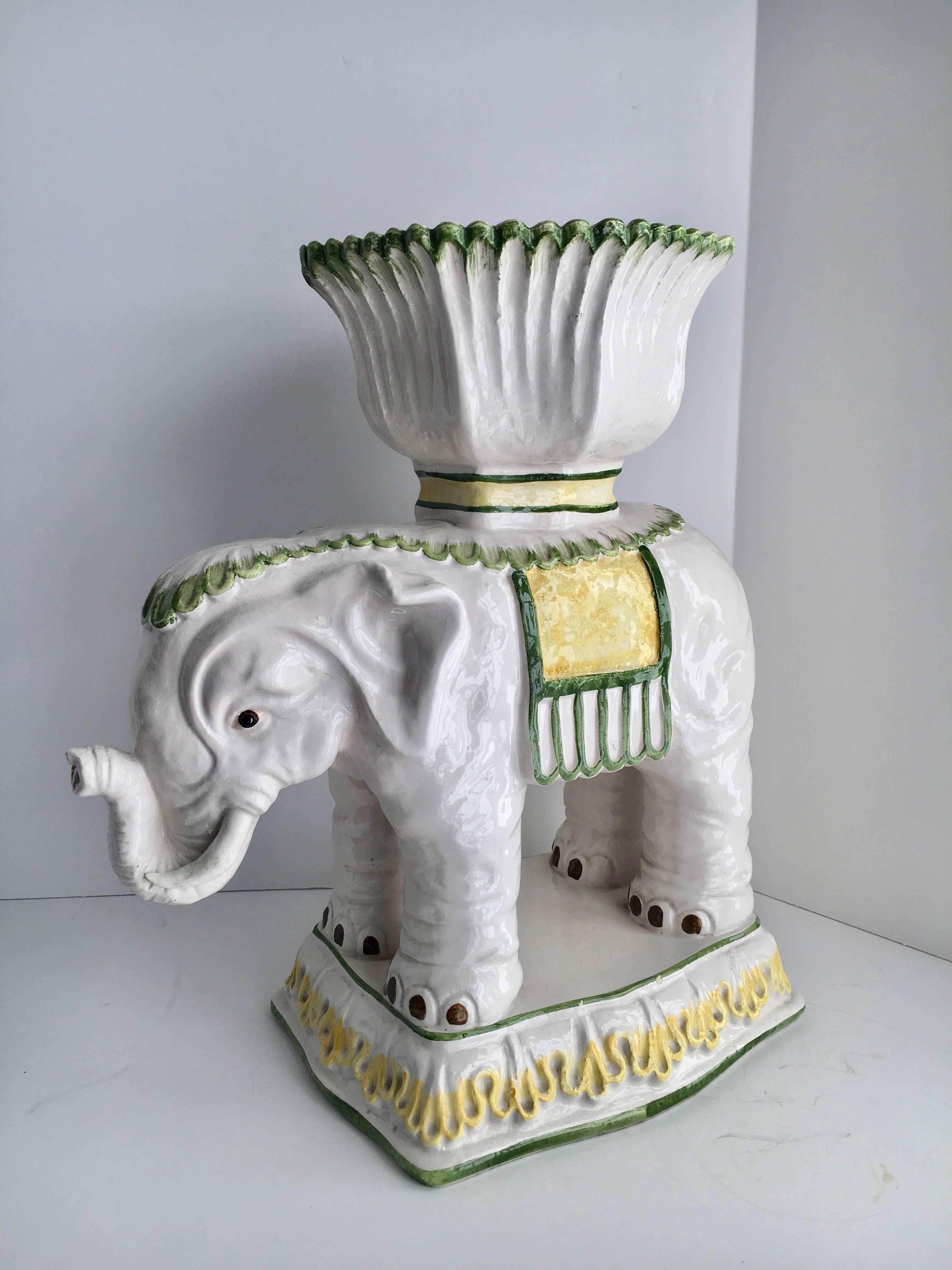 Italian Ceramic Elephant Cachepot Planter 1