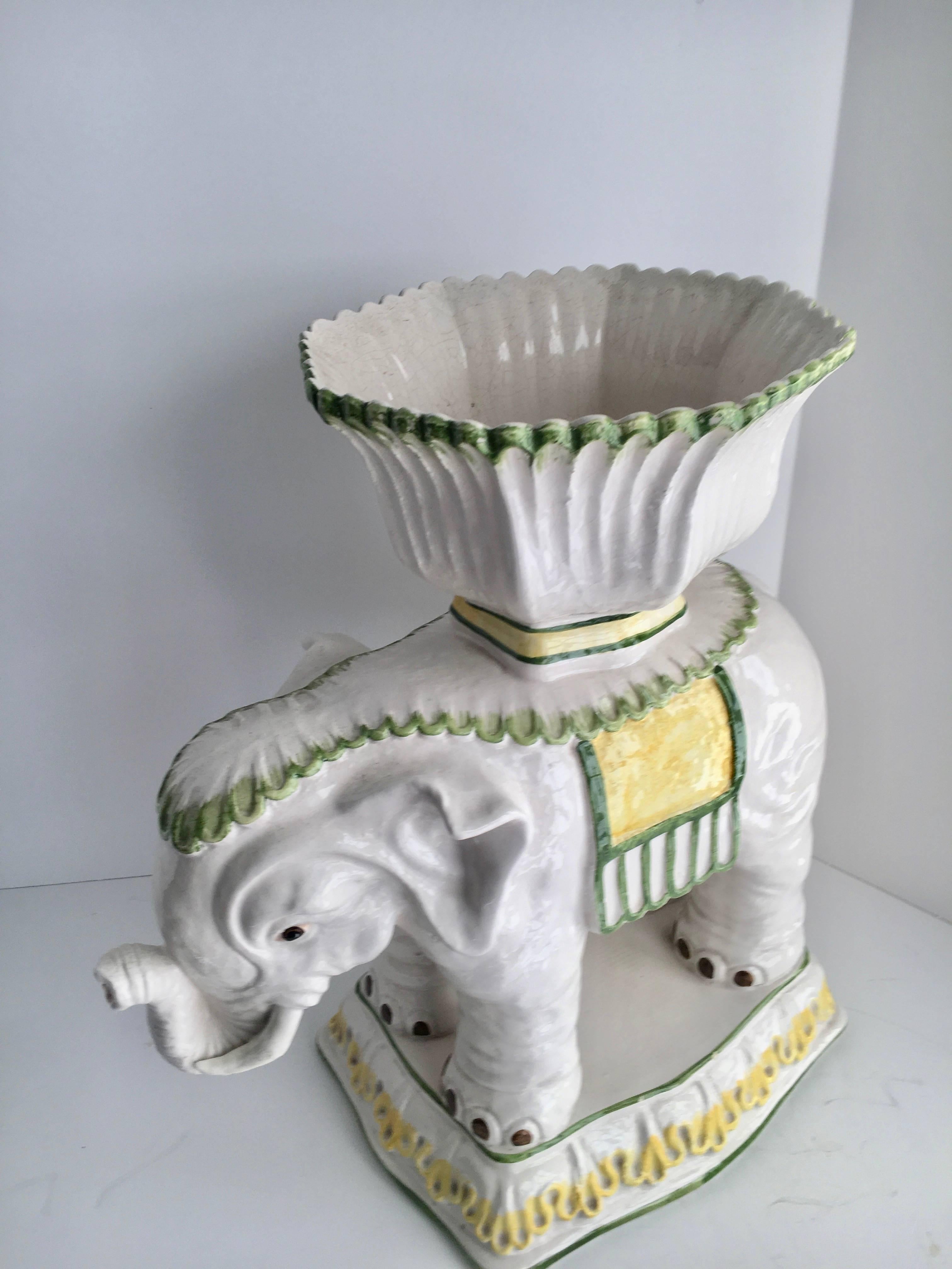 Italian Ceramic Elephant Cachepot Planter 2