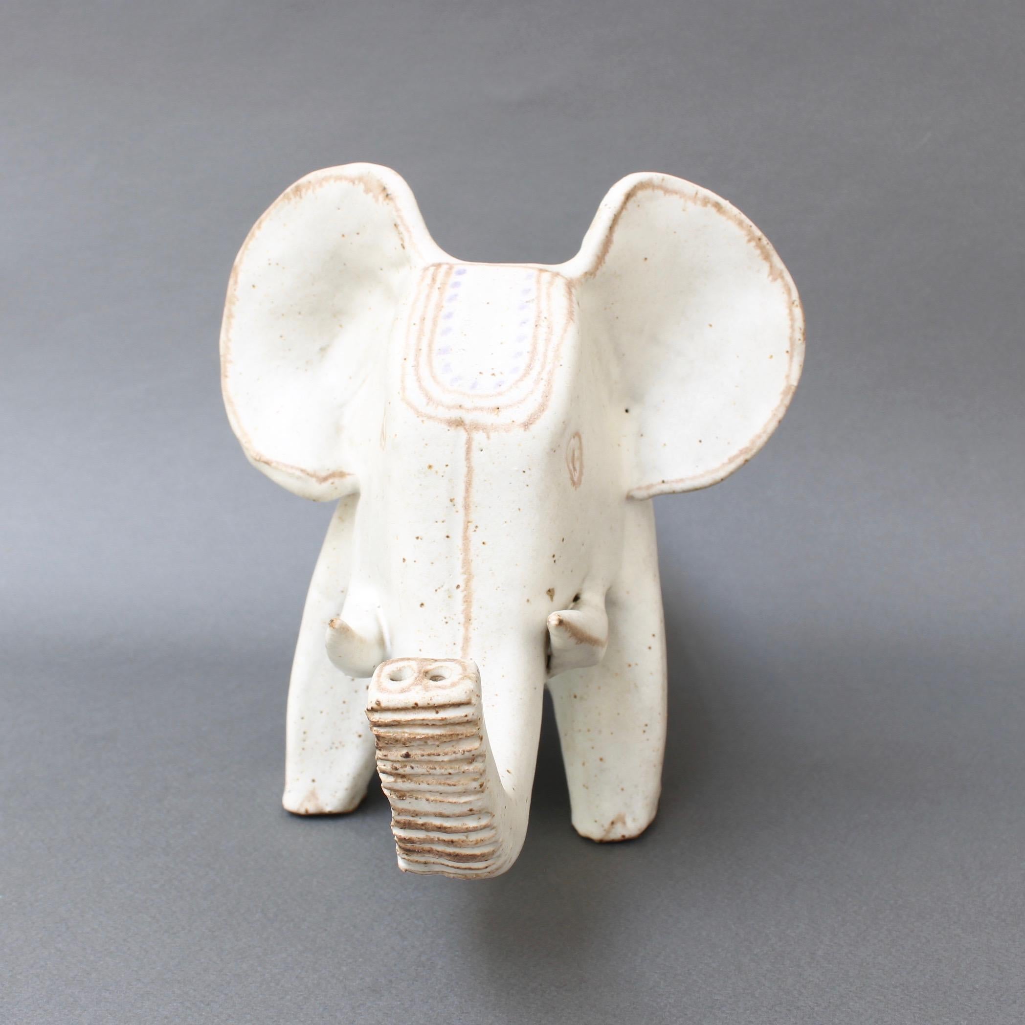 Late 20th Century Italian Ceramic Elephant Sculpture by Bruno Gambone, circa 1970s For Sale