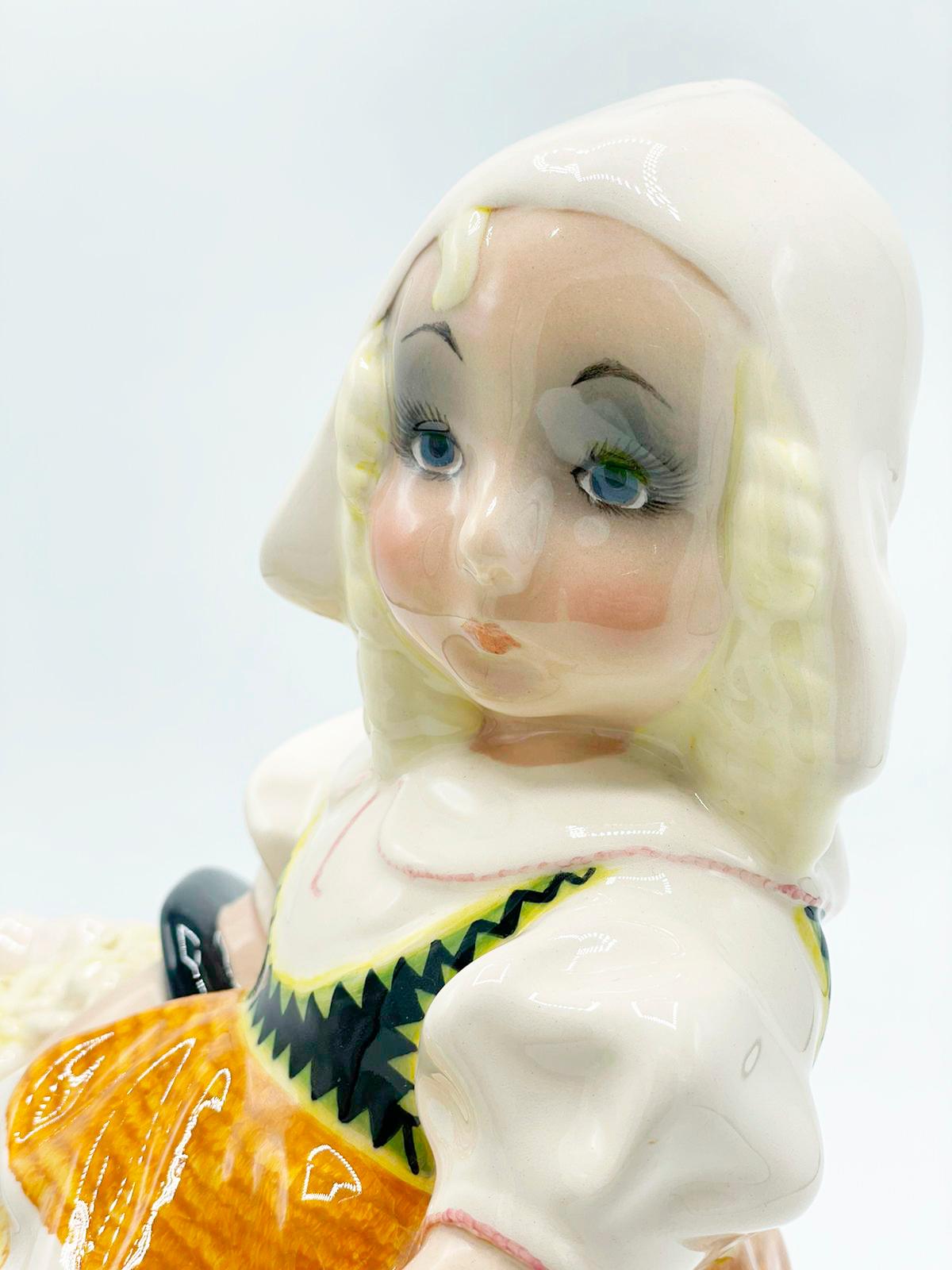 Italian ceramic Essevi Sandro Vacchetti 1930 Dutch little girl For Sale 4