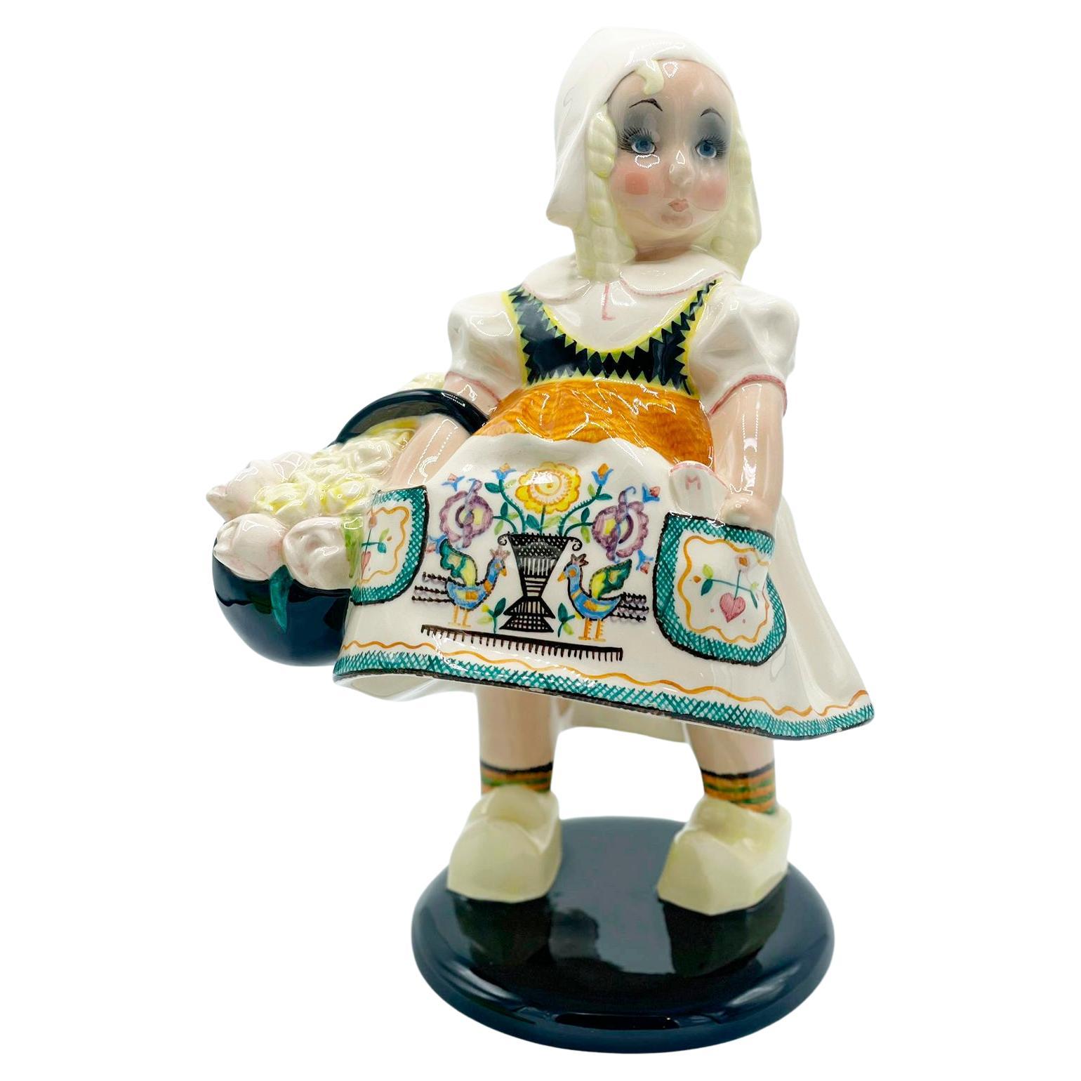  Italian ceramic Essevi Sandro Vacchetti 1930 Dutch little girl For Sale