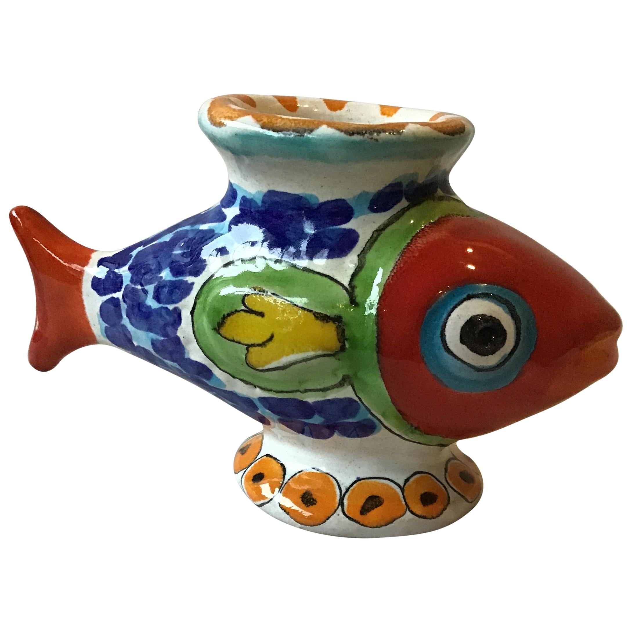 Italian Ceramic Fish Vase, Desimone for Vietri