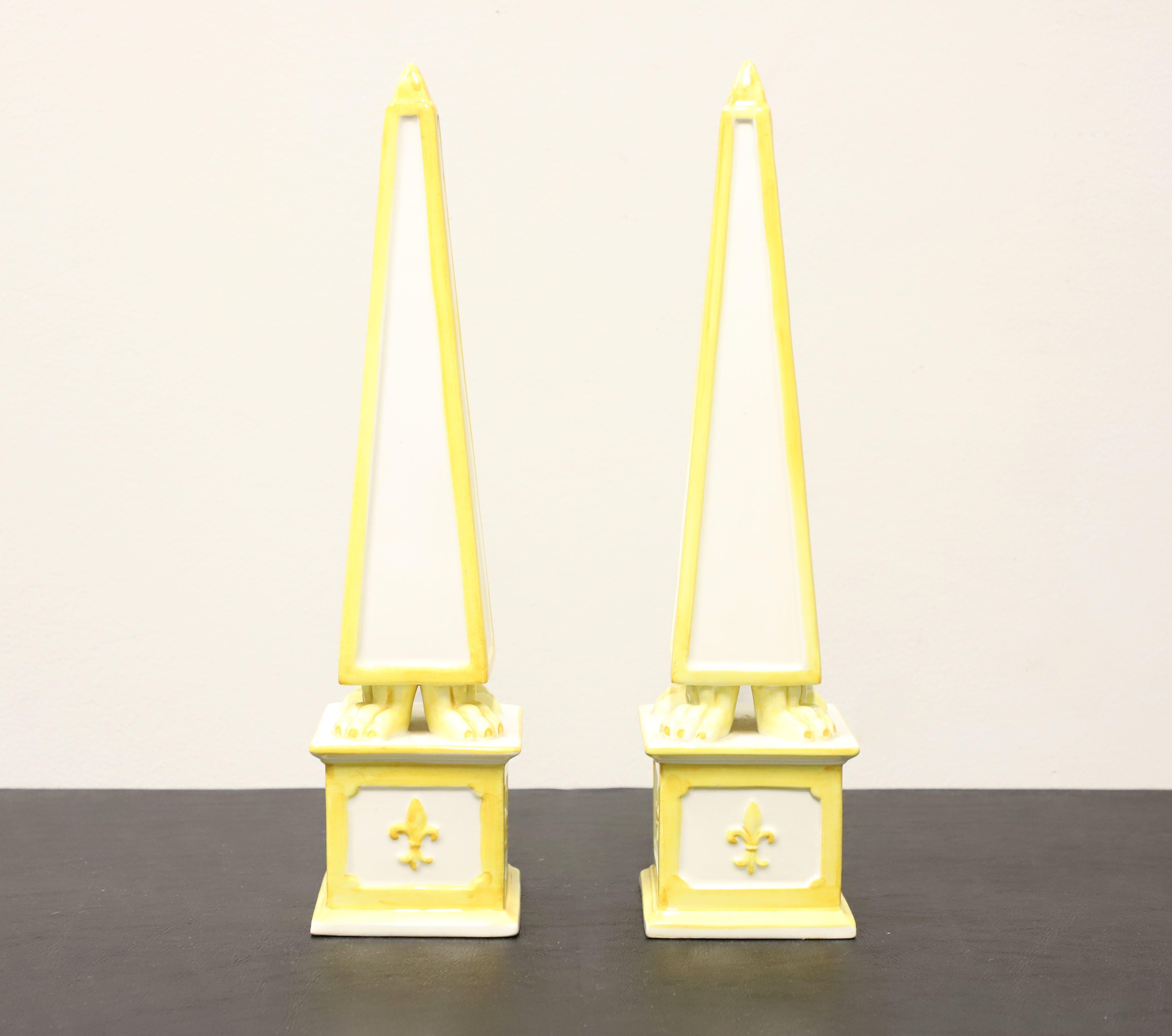 Italian Ceramic Fleur de Lis Obelisks - Pair In Good Condition For Sale In Charlotte, NC