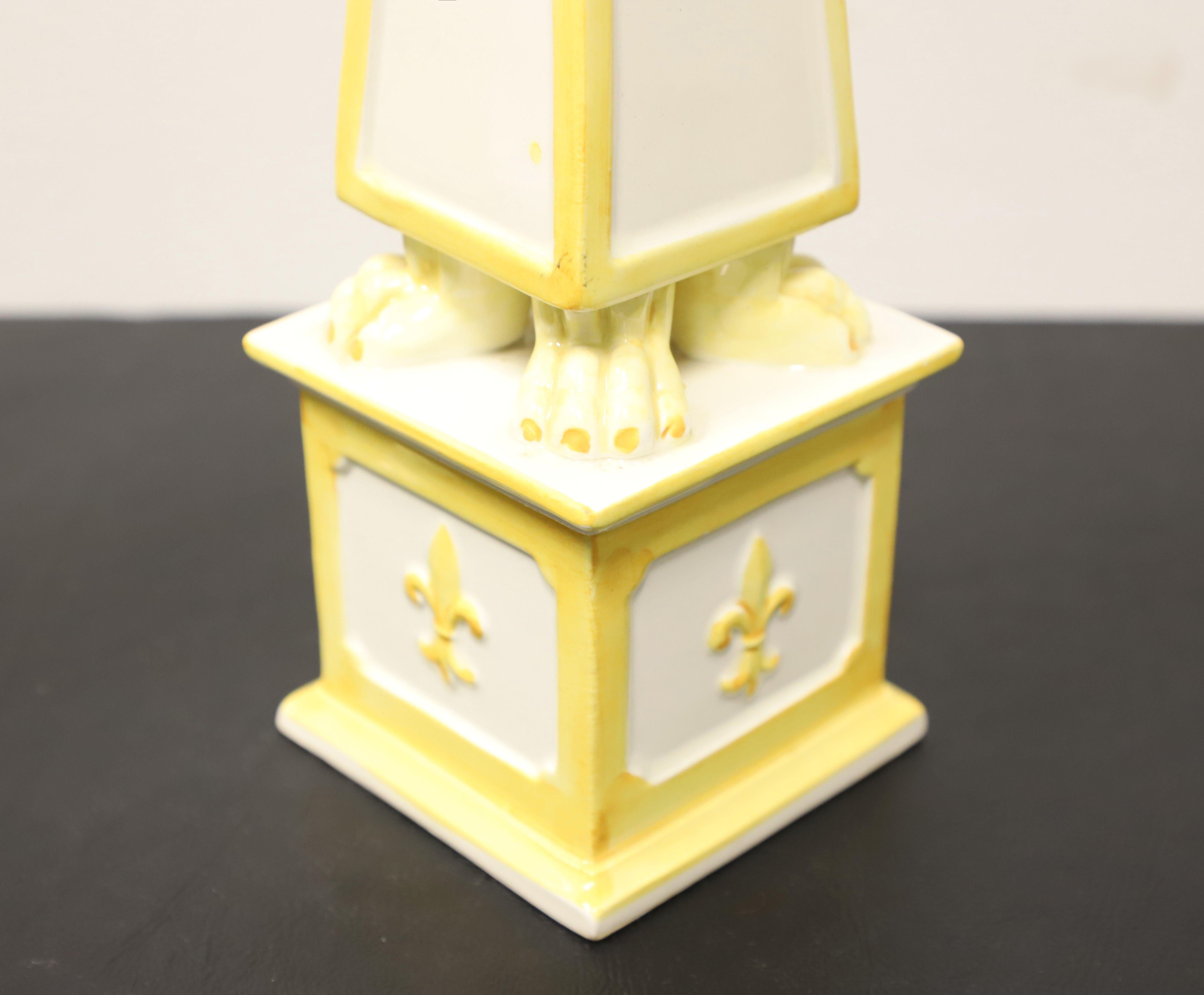 Porcelain Italian Ceramic Fleur de Lis Obelisks - Pair