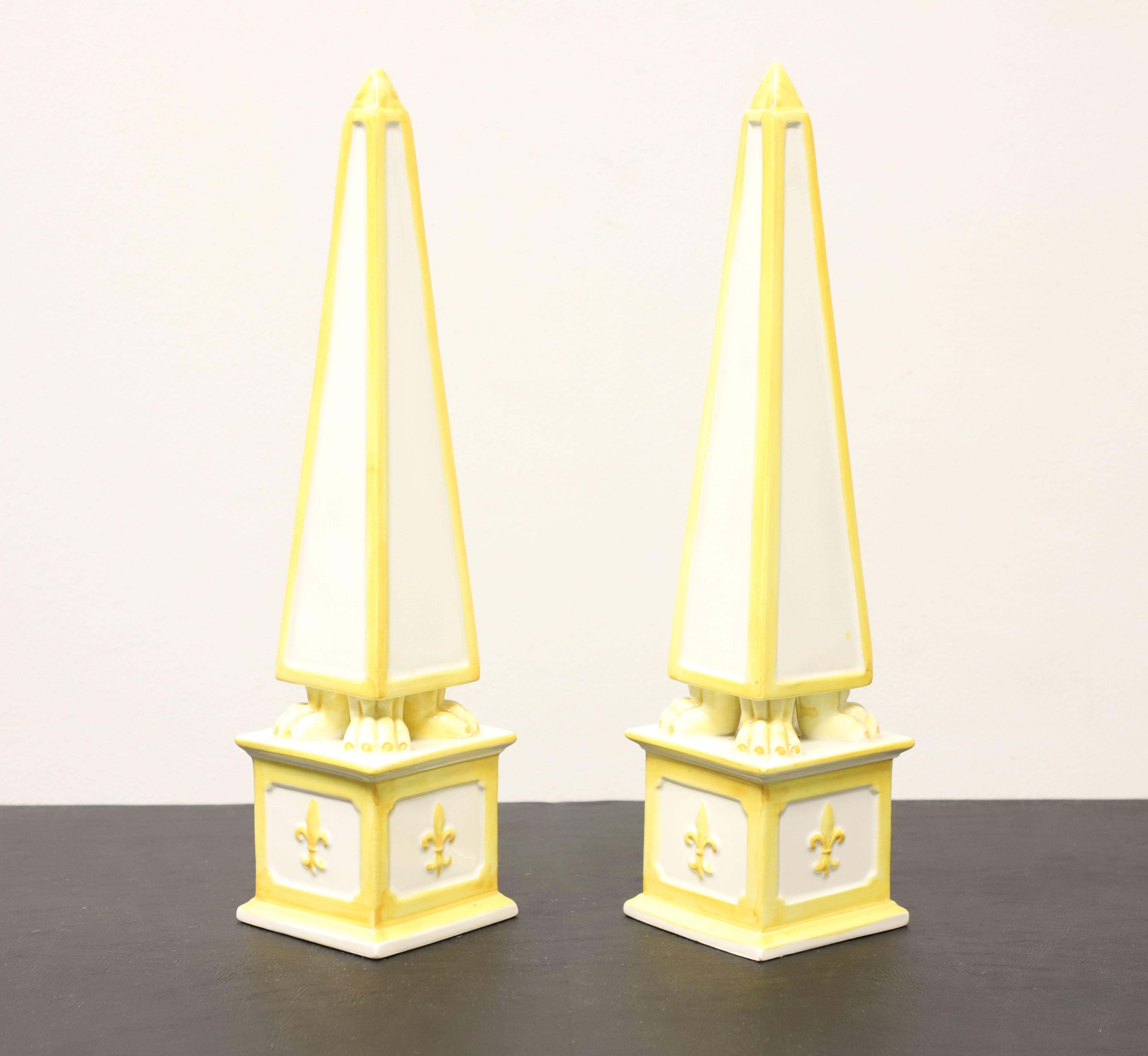 Italian Ceramic Fleur de Lis Obelisks - Pair For Sale 3