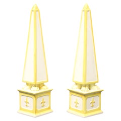 Italian Ceramic Fleur de Lis Obelisks - Pair