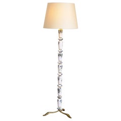 Italian Ceramic Floor Lamp w/ Hand painted Floral