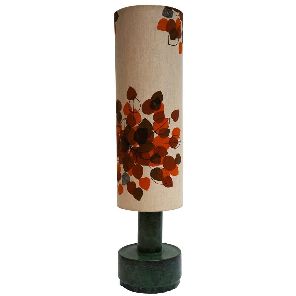 Italian Ceramic Floor Lamp with Flowers