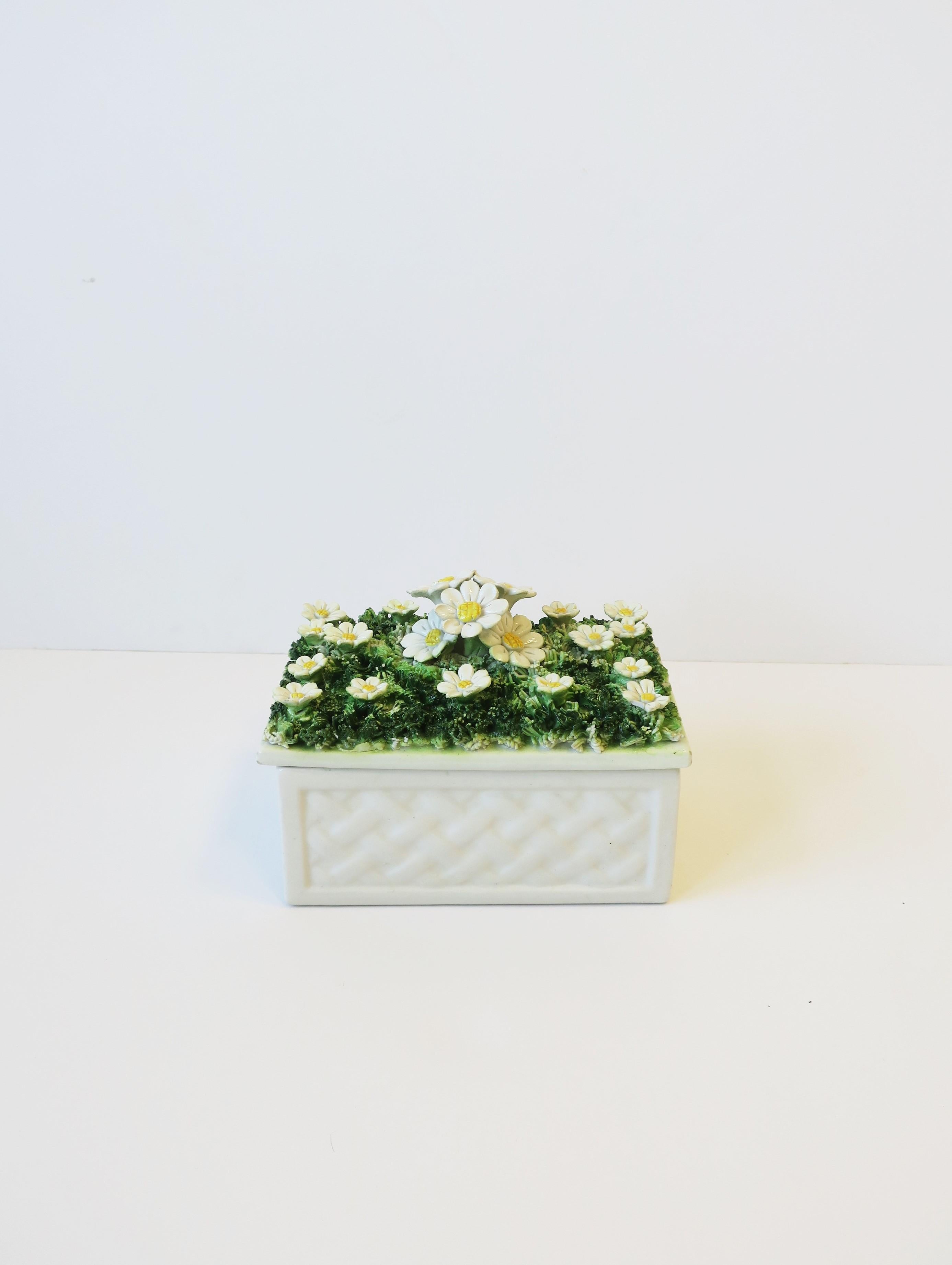 Glazed Italian Ceramic 'Flower Box' Decorative Box or Jewelry Box, ca. 1960s