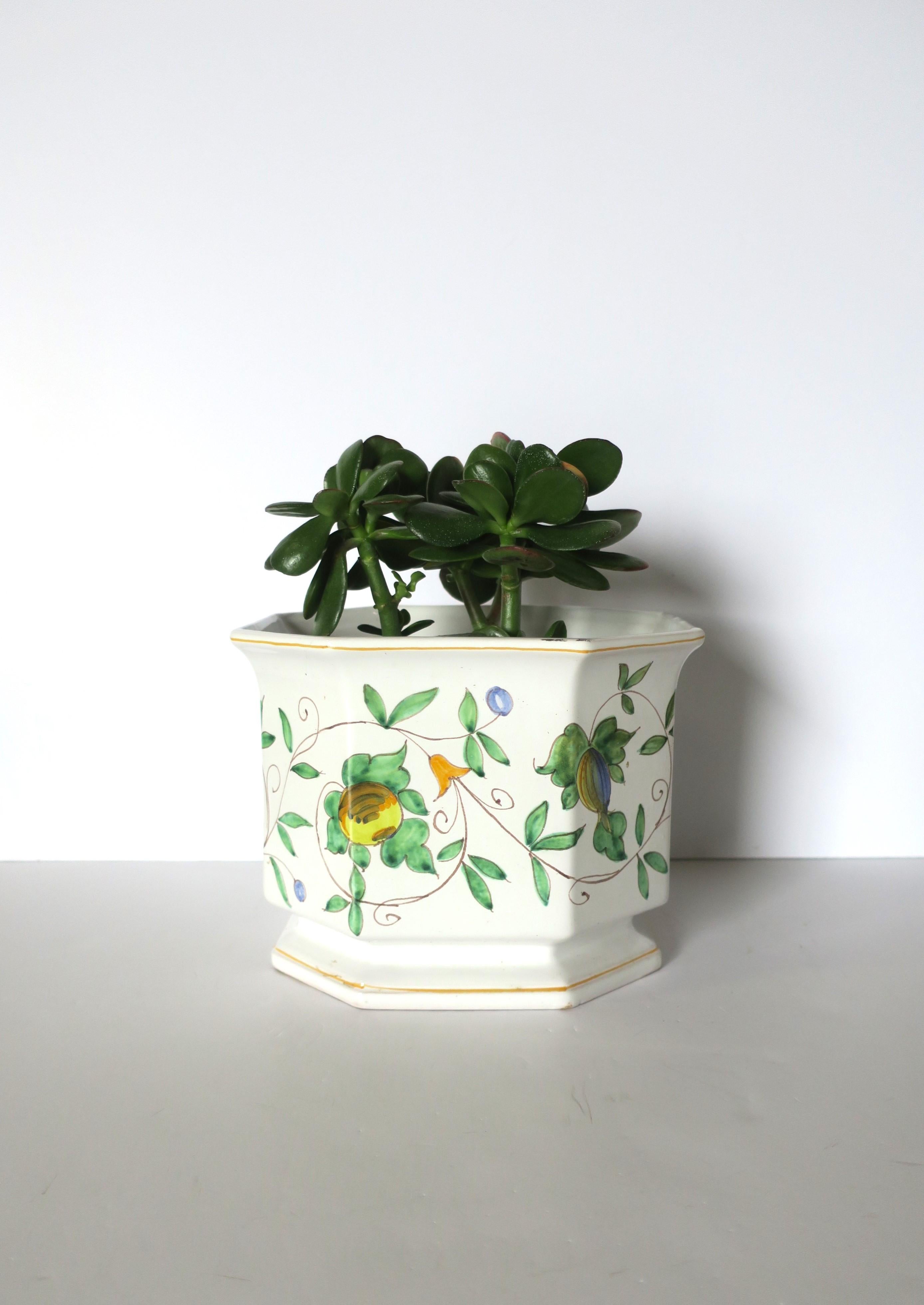 Italian Ceramic Flower or Plant Holder Planter Cachepot with Fruit & Vine Design For Sale 3