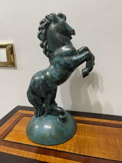 Italian ceramic from 1940 Green glazed horse sculpture Perugia manufacture