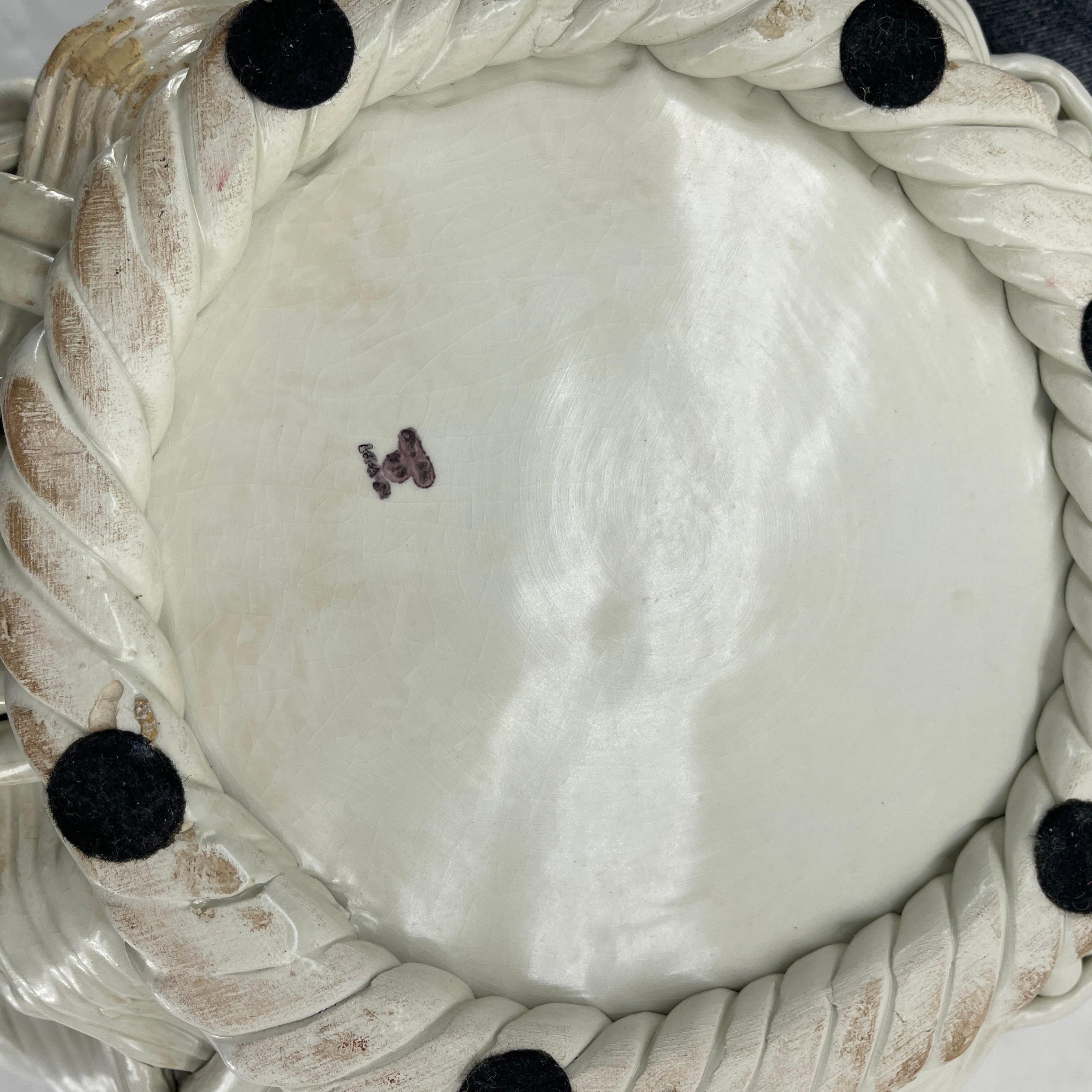 Italian Ceramic Fruit Basket Compote Centerpiece For Sale 3