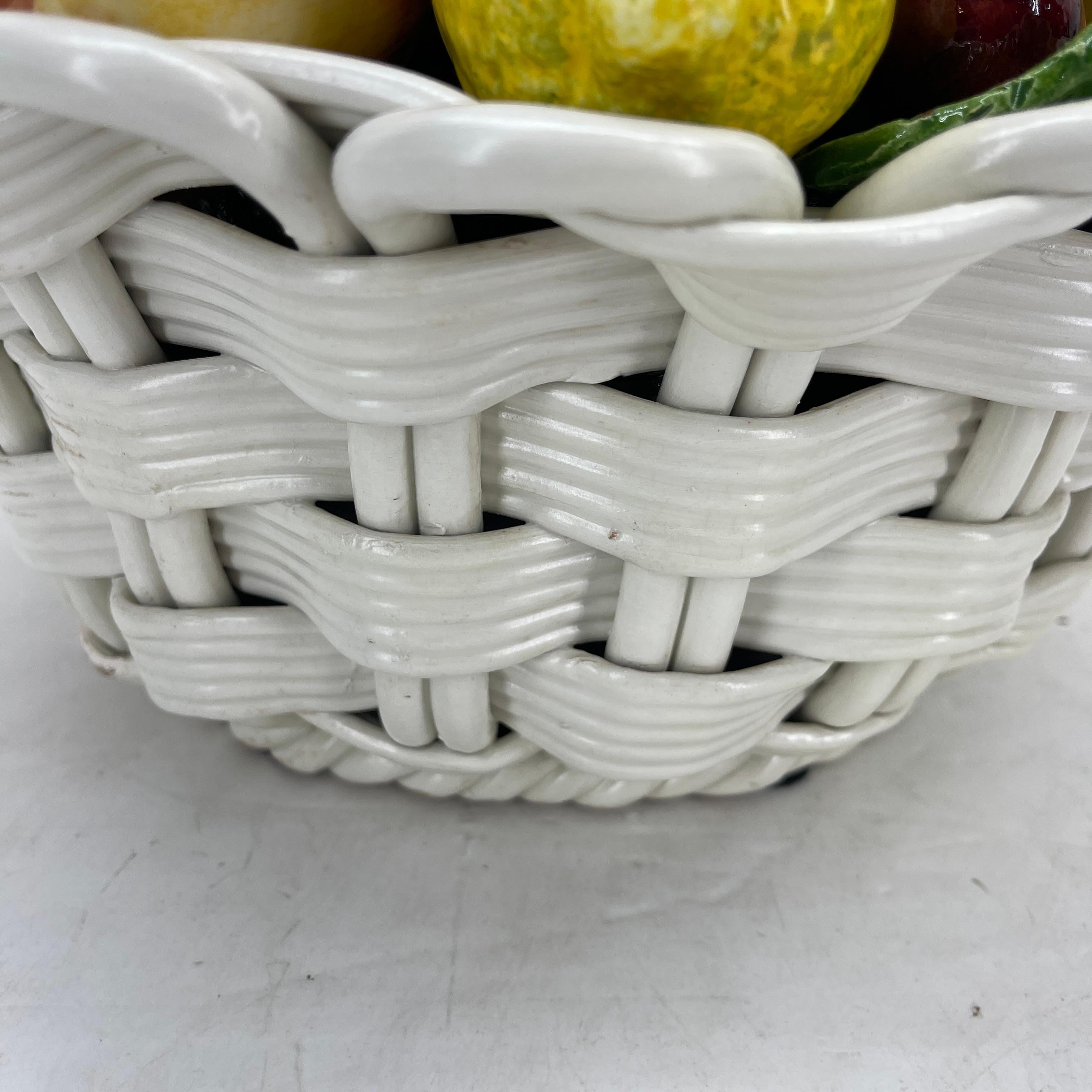  Italian Ceramic Fruit Basket Compote Centerpiece For Sale 7