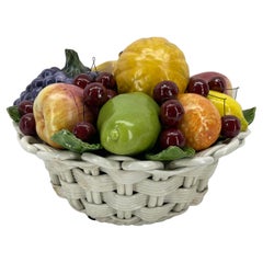 Italian Ceramic Fruit Basket Compote Centerpiece