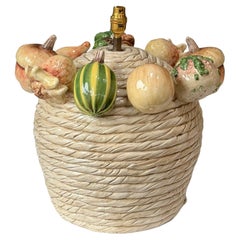 Italian Ceramic Fruit Basket Table Lamp