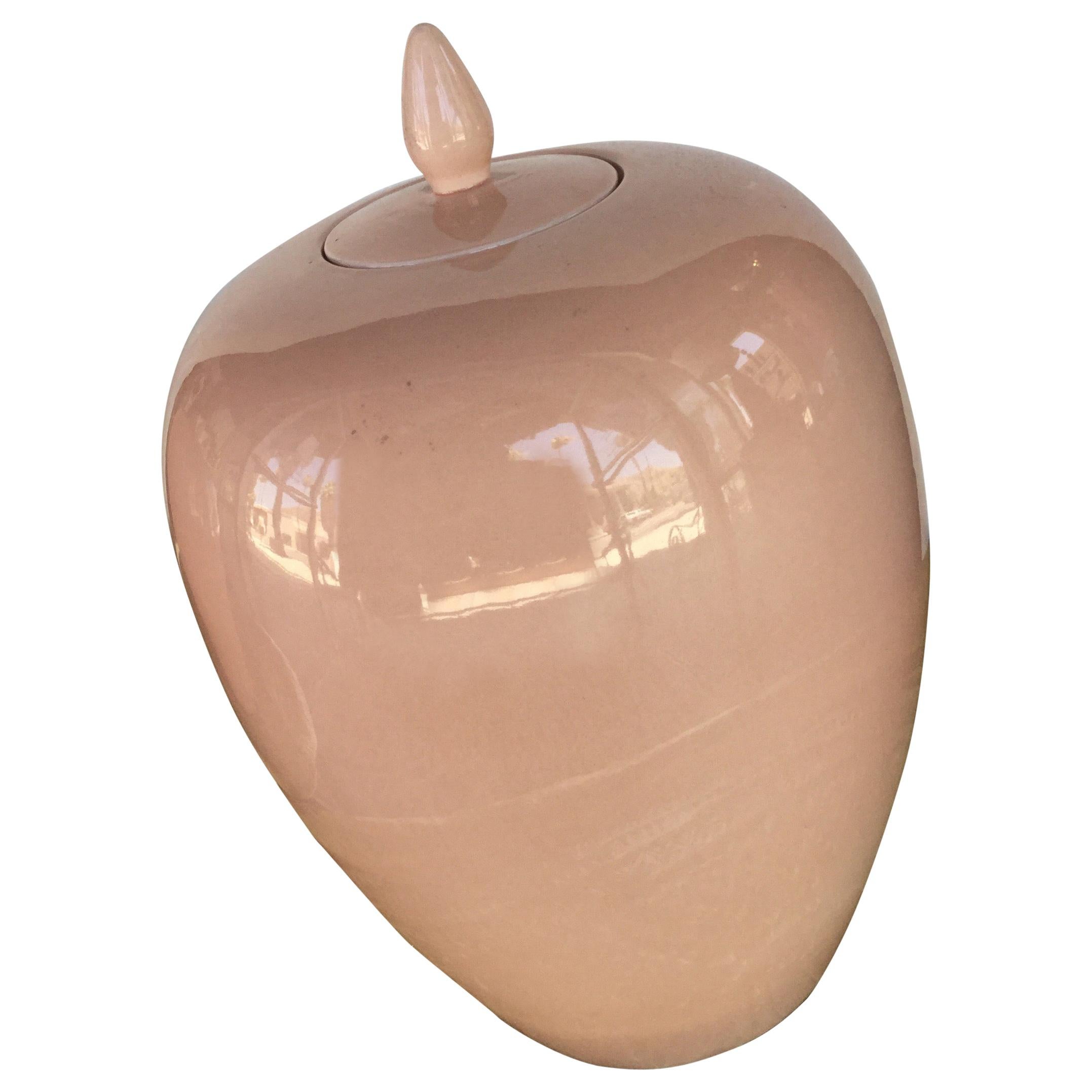 Italian Ceramic Ginger Jar in Blush Pink For Sale