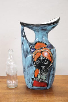 Italian Ceramic Girls Faces Vase, 1960s