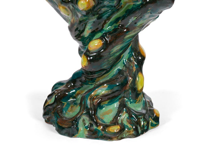 Italian Ceramic Glass Top Occasional Table at 1stDibs