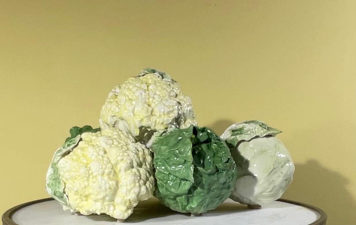 Italian Ceramic Green and White Cabbage  And  Cauliflower  For Sale 5