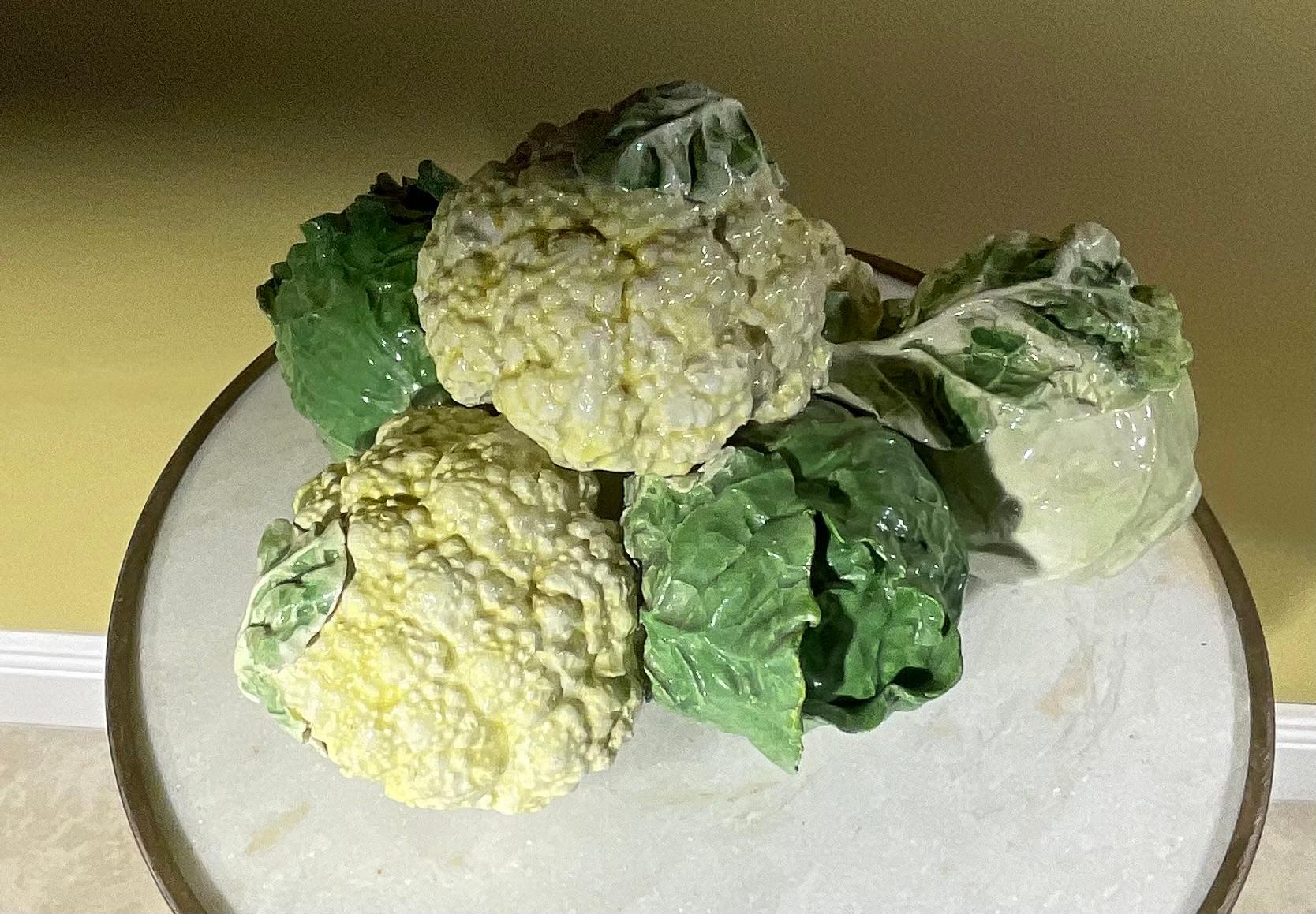 Italian Ceramic Green and White Cabbage  And  Cauliflower  For Sale 6