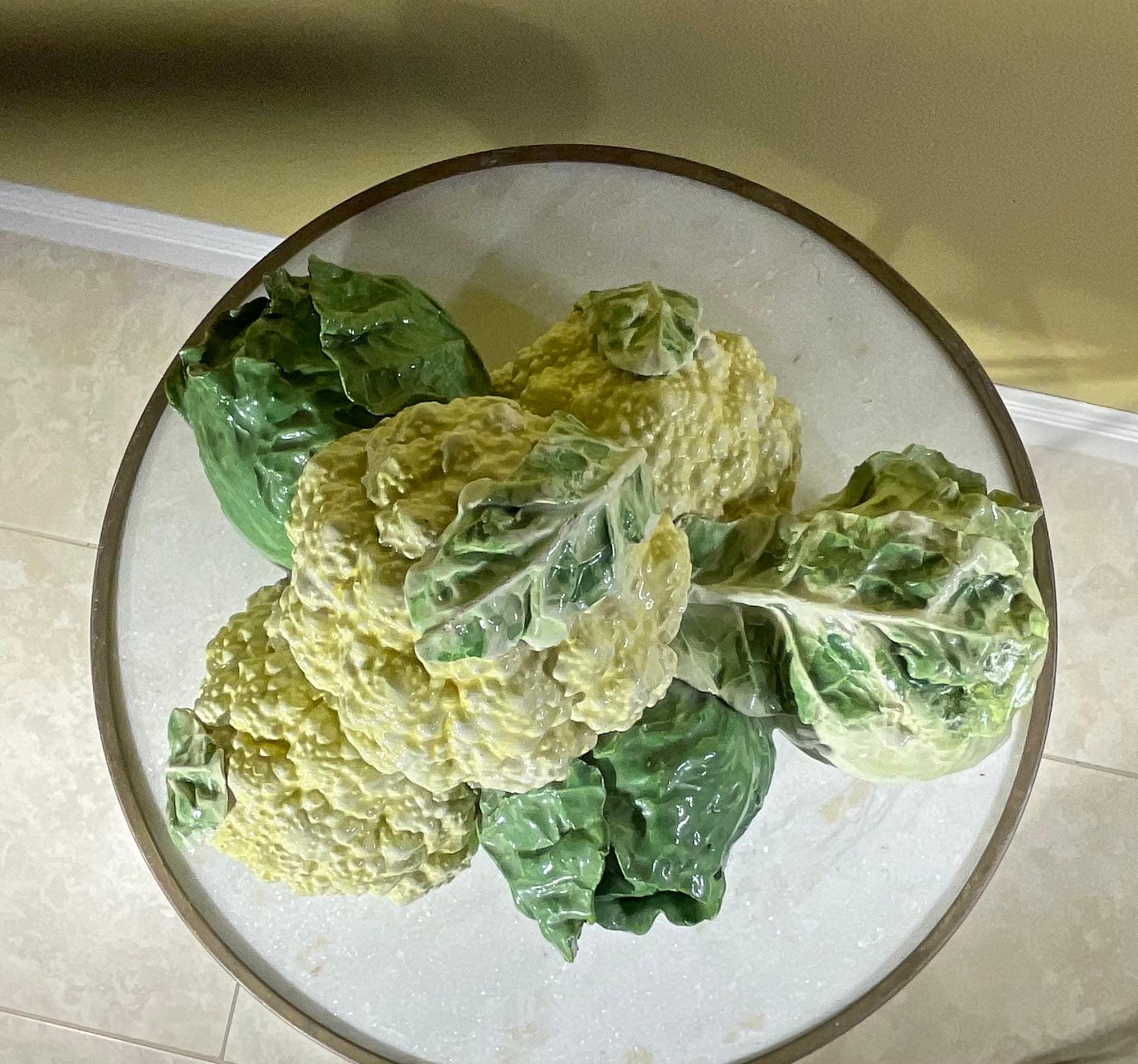 Italian Ceramic Green and White Cabbage  And  Cauliflower  For Sale 7